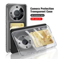 Transparent Card Slot Bag Holder Soft Silicone Phone Case For Honor Magic5 Lite 5G With Lens Cover Onor Magic5lite 5Lite Light