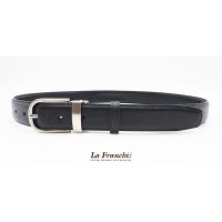 La Franche - Working Belt เข็มขัดหนังวัวแท้ลาย Saffiano สีดำ พร้อมหัวเข็มขัดนิกเกิ้ล Clip-on #2W0046