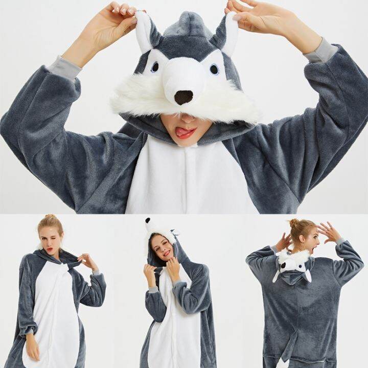Funny Animal Kigurumi Pajamas for Adult One Piece Hooded Wolf Kigurumi Sleepwear Cosplay Costume Unicorn Pajamas Pyjamas Adulto Funny Animal Kigurumi Pajamas for Adult One Piece Hooded Wolf Kigurumi Sleepwear Cosplay Costume Unicorn Pajamas Pyjamas Adulto