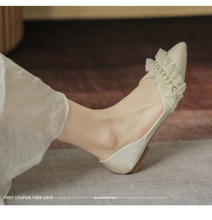 อูหลงคุณภาพสูงแฟชั่นเกาหลีรองเท้าตุ๊กตาแพลตฟอร์มรองเท้าแบบสั้น-sepatu-slip-on-แบนรองเท้าแหลมรองเท้ายางสำหรับผู้หญิงรองเท้าทำงานหนัง-pu-สำหรับผู้หญิงรองเท้าสำนักงานผู้หญิงขี้เกียจแบรนด์ดั้งเดิม2023ใหม่