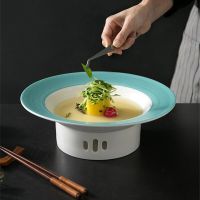 Hotel Club Candle Tray Alcohol heating tableware Set up dishes for artistic conception Pasta plate prato Green round soup plate