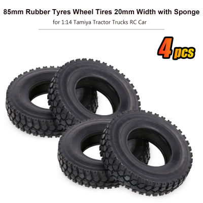 【CW】4Pcs 85mm Rubber Tyres Wheel Tires 2025mm Width with Sponge Compatible for 1:14 Tamiya Tractor Trucks RC Car Spare Parts