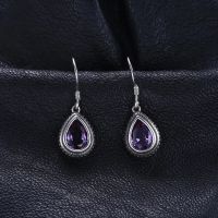 JewelryPalace HUGE Pear 15.2ct Created Alexandrite Sapphire 925 Sterling Silver Dangle Drop Earrings for Woman Gemstone Jewelry