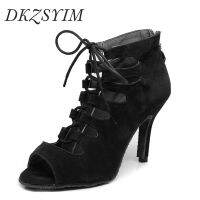 DKZSYIM Latin Dance Boots High Top ผู้หญิงห้องบอลรูมเต้นรำรองเท้า Soft Soles สุภาพสตรี Tangosalsa เต้นรำรองเท้ารองเท้าส้นสูง5-8ซม.