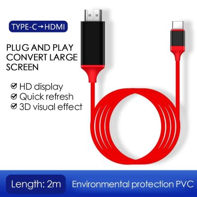 【cw】 New 1080P USB 3.1 Type C to HDMI-compatible Cable USB-C for Laptop Tablets ！