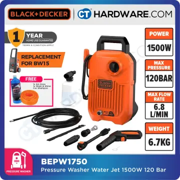 Black & Decker PW1570TD High Pressure Washer, 120 Bar, 1500 Watt