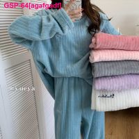 Agafgadf Pijama De Flanela Lã Feminino Vestido Caseiro Solto ลำลอง Simples Listrado Novo 2 Peças Outono E Inverno