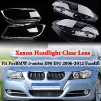 อุปกรณ์เสริมฝาครอบเลนส์แบบใสไฟหน้าซีนอน Lampu Depan Mobil แบบผสมผสานเหมาะสำหรับ BMW 3-Series E90 E91ดึงหน้า2006-2012