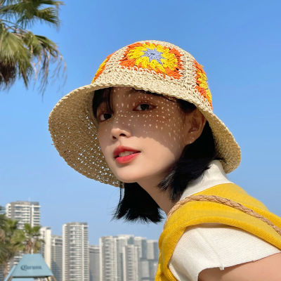 2023 New Straw Hat Womens Sunlight Blocker for Summer Hat Seaside Beach Foldable Fisherman Hat Travel Sun Hat