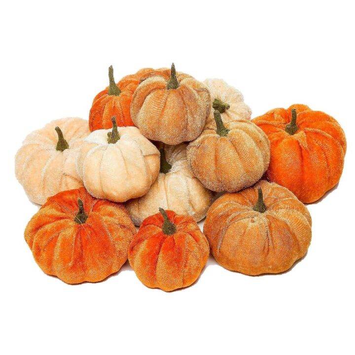 12pcs-artificial-pumpkin-velvet-plush-material-soft-fake-pumpkin-autumn-harvest-thanksgiving-halloween-decoration