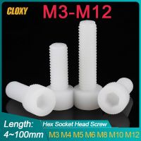 5~50pcs M3 M4 M5 M6 M8 M10 M12 White Nylon Hex Socket Head Cap Screws Plastic Allen Bolts Screw for Heat/ Electricity Insulation Fasteners