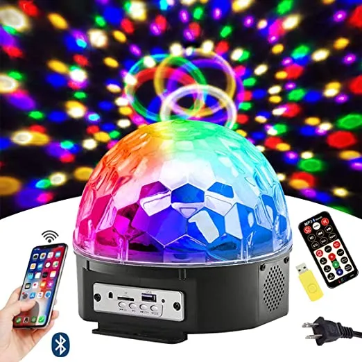 Disco Light Bluetooth Speaker MP3 Music Remote Control 9 Colors LED ...