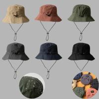 OKDEALS การเดินเขาในฤดูร้อนกันน้ำได้ด้วยกระเป๋าเก็บของ Topi Bucket แห้งเร็วหมวกแก๊ปใส่ตกปลาหมวกปานามาหมวกบังแดด