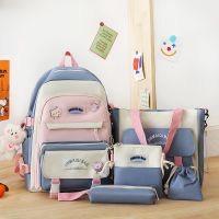 5 Pcs Set Backpacks For Student School Bag For Girls Multiftional School Backpacks Handbag Large Capacity Girls Pencil Bag