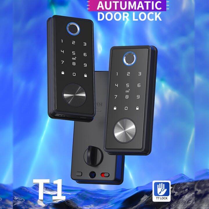 T1 Black Intelligent Door Lock TT Lock App Smart Home Safe Fingerprint