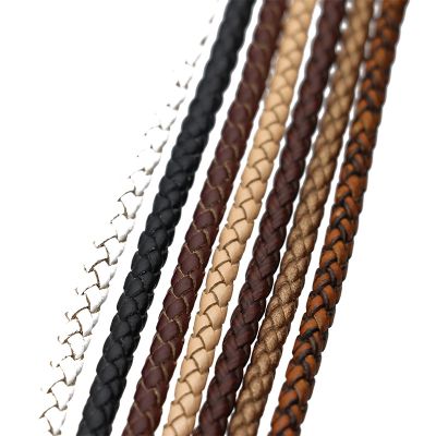 【YF】㍿✁  1/2meters/Pack Round Braided Leather Cords 3/4/5/6mm String Cord Jewelry Making
