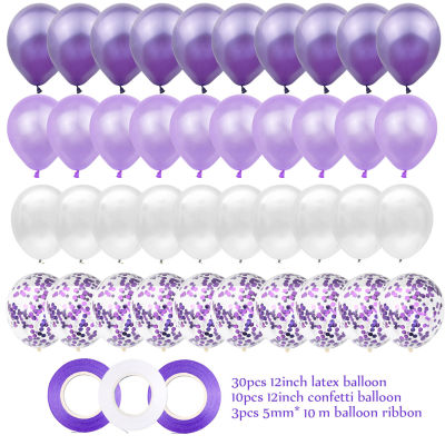 40pcs 12inch Purple Latex Air Helium Balloons Baby Girl Birthday Party Decorations Kids Mermaid Adults Wedding-iewo9238