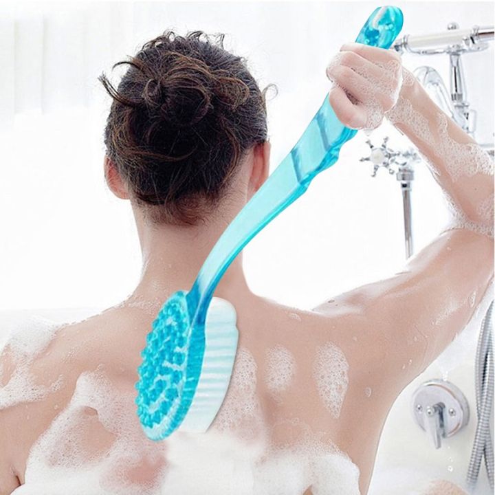 1ชิ้นกลับร่างกายอาบน้ำฝักบัวทำความสะอาดแปรงอาบน้ำแปรงด้ามยาว-e-xfoliating-ขัดผิวนวด-e-xfoliation-ห้องน้ำแปรง