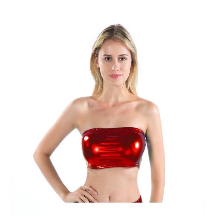 party-bar-strapless-camis-ruched-elastic-boob-bandeau-tube-breast-wrap-silver-gold-crop