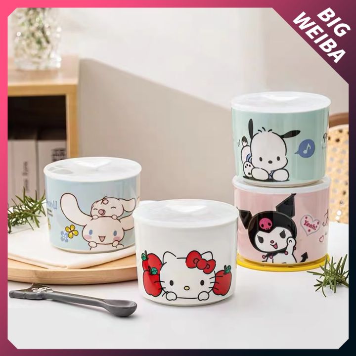 kawaii-hello-kitty-mini-lunch-box-ceramic-freshkeeping-bowl-kuromi-cinnamoroll-portable-students-work-bowl-microwave-oven-heat