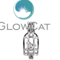 GLOWCAT 20x KK670 Silver Cute Bird Birdcage Beads Cage Essential Oil Diffuser Aroma Pearl Cage Locket Pendant Jewelry Making