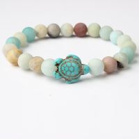 Natural Stone Bracelet 8mm Multicolor Amazonian Blue Pine Turtle Bracelet For Diy Jewelry Women And Men Amulet Accessories