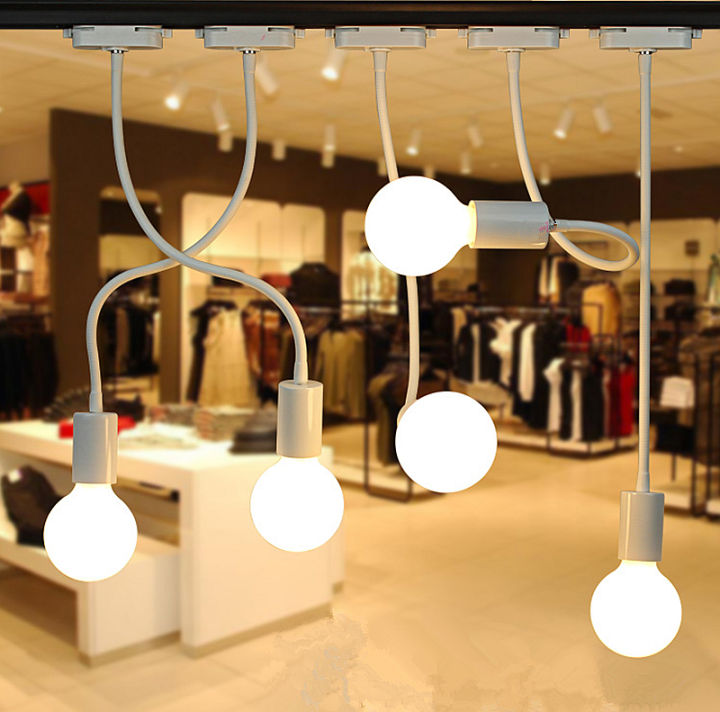 ห้างสรรพสินค้าร้านขายเสื้อผ้า-tracklight-ขั้วไฟe27สปอตไลท์-led-ติดตามท่อไฟเสายาวดัดสดเติมแสงผนังพื้นหลังสปอตไลท์สร้างสร