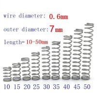 【✱2023 HOT✱】 zhongkouj558251 20ชิ้นเส้นผ่าศูนย์กลางลวด = 0.6Mm Od = 7สเตนเลสสตีล Micro Return ขนาดเล็กการบีบอัดป้องกันการกัดกร่อนสปริง L = 5-50