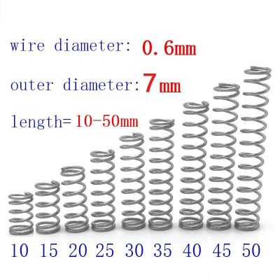 【Worth-Buy】 20ชิ้นเส้นผ่าศูนย์กลางลวด = 0.6Mm Od = 7สเตนเลสสตีล Micro Return ขนาดเล็กการบีบอัดป้องกันการกัดกร่อนสปริง L = 5-50