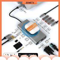 COVETX 13 in 1 Pd ชาร์จไฟ ตัวแยกสัญญาณ ฮับ USB Type-C 4K HDMI VGA การชาร์จแบบไร้สาย แท่นวางอุปกรณ์