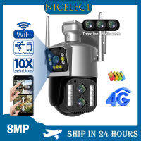 NICELECT 4K 10X 8MP CCTV 4G WiFi กล้องรักษาความปลอดภัยไอพี PZT การมองเห็นได้ในเวลากลางคืนสี AI ติดตามมือถือกันน้ำกลางแจ้งไร้สาย