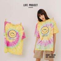 [LIFEPROJECTBKK] SORRY I NEED MORE SPACE tie dye yellow tshirt F  - เสื้อยืดคอกลมสีมัดย้อมผ้าคอตตอนแท้100%