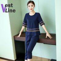 wuhau VESTLINE สไตล์เกาหลี2ชิ้นชุดสวมใส่ผู้หญิงขนาดพิเศษเสื้อผ้าผู้หญิงแบบสบายๆชุดกีฬาผู้หญิงชุด2022ใหม่022217