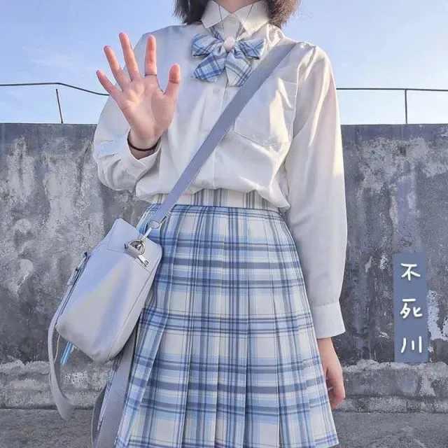 School Girl Uniform Pleated Skirts Japanese School Uniform High Waist A
