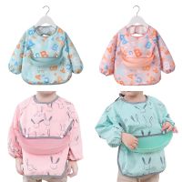 Waterproof Baby Cartoon Bibs Kids Adjustable Long Sleeve Painting Apron Infant Feeding Smock Burp Cloth