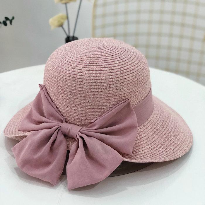 ส่งด่วน-หมวกสานผู้หญิง-สไตล์เกาหลี-มีโปว์อยู่หลัง-หมงกโปว์ใหญ่-กันแดด-สวย-หมวกเที่ยวทะเล