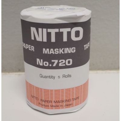 เทปกระดาษกาว เทปย่นพ่นสี แพ้ค5ม้วน NITTO-720 (MASKING TAPE)