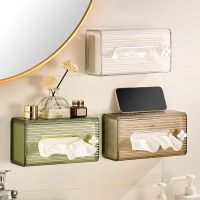 Napkin Paper Case 1 Set Tissue Box Wall Mounted with 2 Traceless Stickers Storage Living Room Bedroom Wet Wipe Holder for Daily Tissue Holders