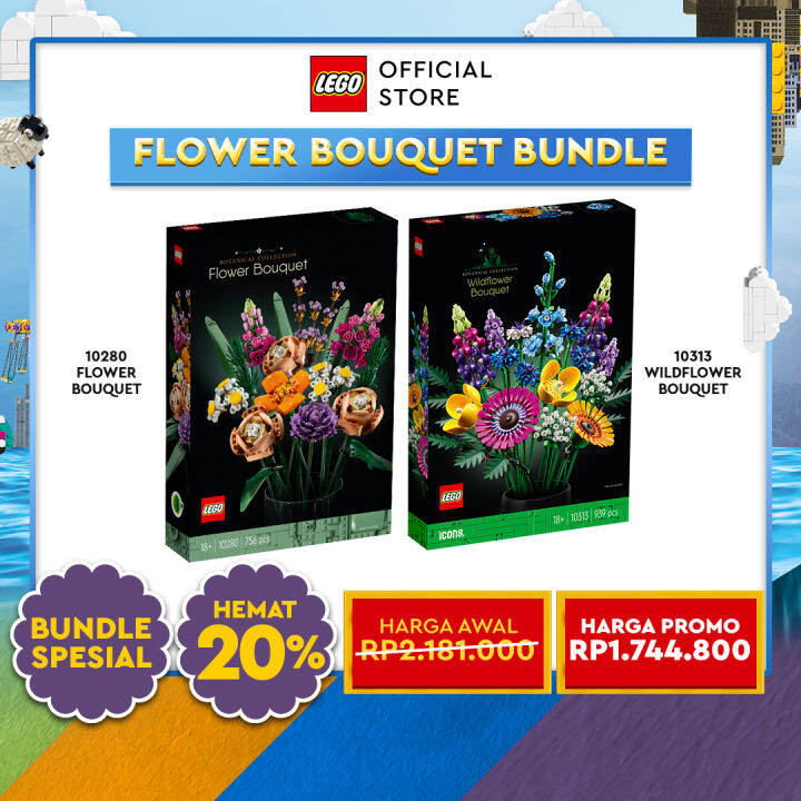 LEGO FLOWERS BOUQUET BUNDLE LEGO Icons 10280 Flower Bouquet + LEGO