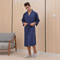 Spring Autumn Bath Robe Dressing Gown Men Women Waffle Water Absorption Quick-dry Sleepwear Bathrobe Nightgown Lovers Home Robes