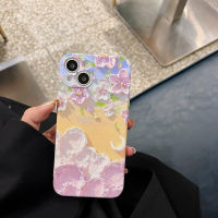《MFD》Flower phone case soft shell for iphone 13 13pro 13promax 12 12pro 12promax Cute Purple flowers pattern phone case 11 11promax x xr xsmax 7plus 8+ 7+ womens Phone case Silicagel skin feel