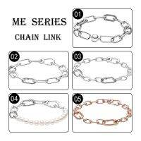 ME Wrist Chain Links Bracelets For Women Jewelry 925 Sterling Silver LOGO Ball Pearl Carabiner Clasp Closure Openable Connectors