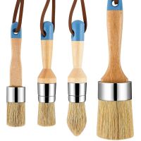 Chalk &amp; Wax Paint Brush for Furniture - DIY Painting and Waxing Tool Milk Paint Stencils Natural Bristles (4Pcs) Paint Tools Accessories