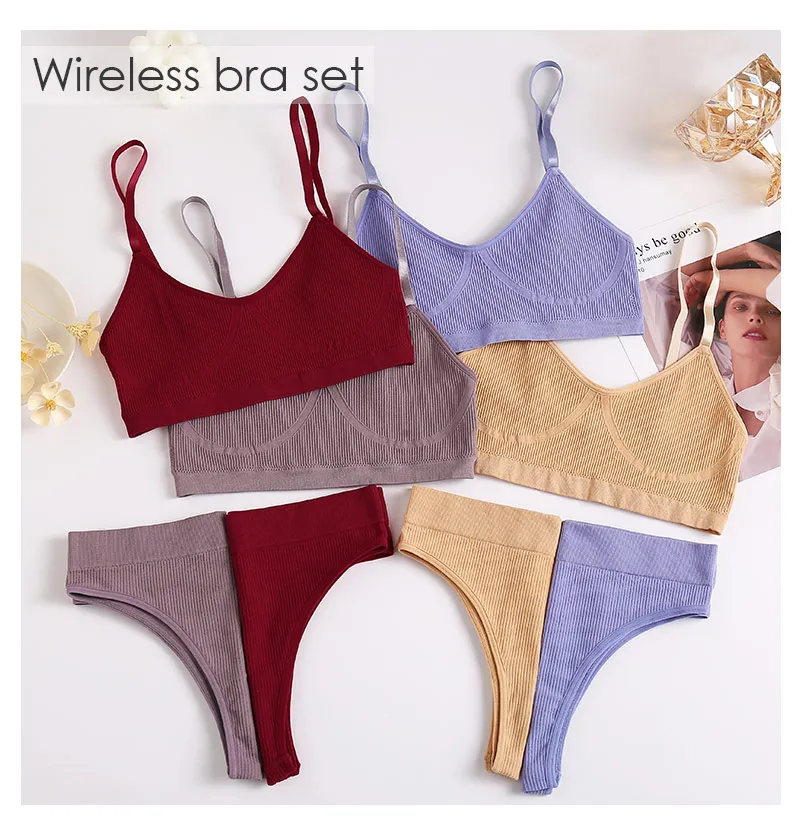 FINETOO Cotton Wireless Bra For Women Sexy Bralette 3/4 Cup