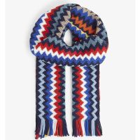 ผ้าพันคอ MISSONI Zigzag-pattern tasselled wool scarf