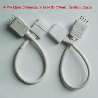 คุณภาพสูง RGB for ribbon tape connect led 10mm TO PCB Pin Cable Connector Strip 100pcs 5050 Cable Control Male LED 5 lights 4PIN 4 strip