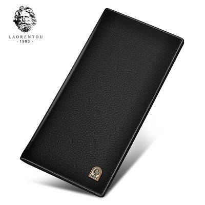 （Layor wallet）  LAORENTOU ผู้ชายกระเป๋าคลัทช์หนังแท้ธุรกิจชายนุ่มสองพับยาวกระเป๋าสตางค์ผู้ถือบัตรกระเป๋าเงินเหรียญที่มีกระเป๋าซิปภายใน