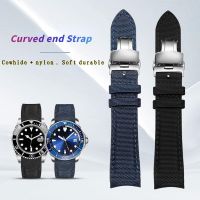 20mm Nylon cowhide Watchband for Omega Speedmaster Moonwatch 300 AT150 Planet Ocean Seiko Canvas Fabric butterfly buckle Strap