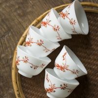 Ceramic Whiteware Tea Set White Teacup Gold Foil Kung Fu Tea Set Small Tea Cup Single Product Fragrance-Smelling Cup Teacups