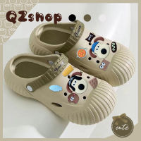 QZshop จัดส่งด่วน รองเท้าหัวโตผู้หญิง รองเท้าแตะหัวโตพร้อมจิ๊บบิทลายน้องหมา เป็นงานทูโทน พื้นรองเท้าตัดกันกับสีรองเท้า แถมตัวการ์ตูนน้องหมาไปให้ น่ารักมาก ต้องโดนแล้วม้ะ